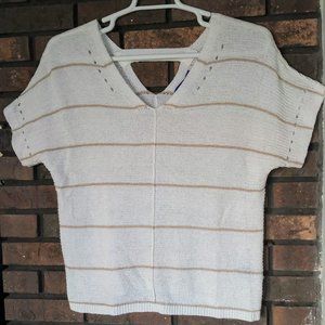 Apt 9 Women Short Sleeve White/Tan Sweater Size M
